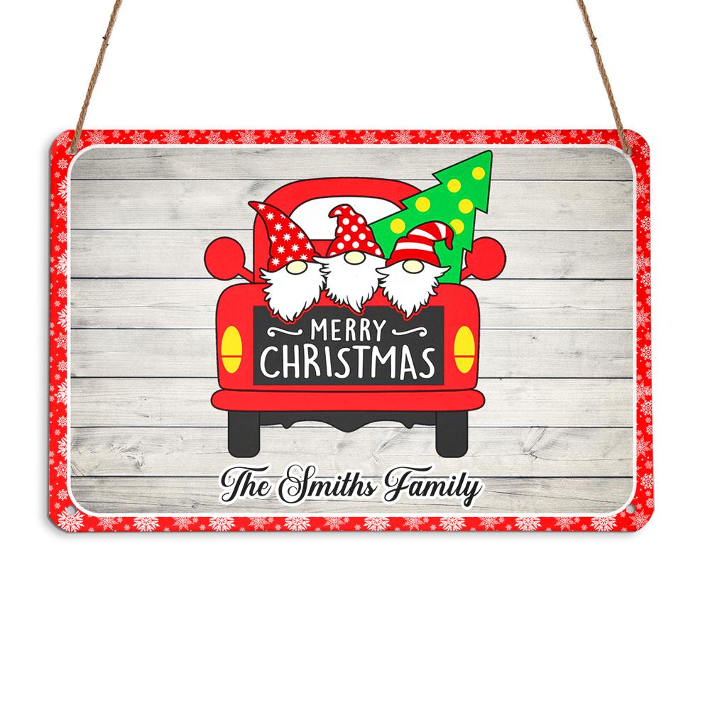 Gnome Merry Christmas Personalizedwitch Personalized Christmas Metal Sign Outdoor Decor