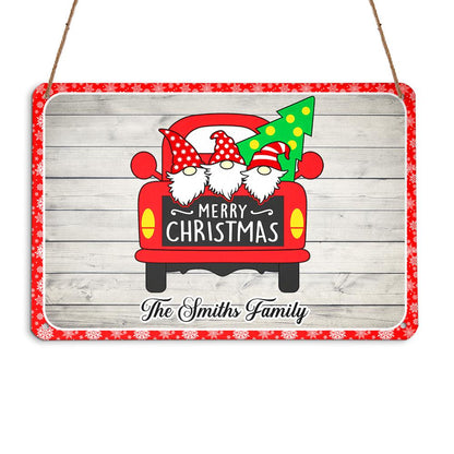 Gnome Merry Christmas Personalizedwitch Personalized Christmas Metal Sign Outdoor Decor
