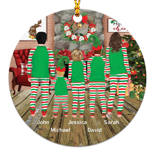 Christmas Family Matching Pajamas Elf Personalizedwitch Personalized Printed Wood Ornament