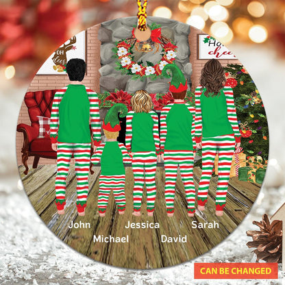 Christmas Family Matching Pajamas Elf Personalizedwitch Personalized Printed Wood Ornament