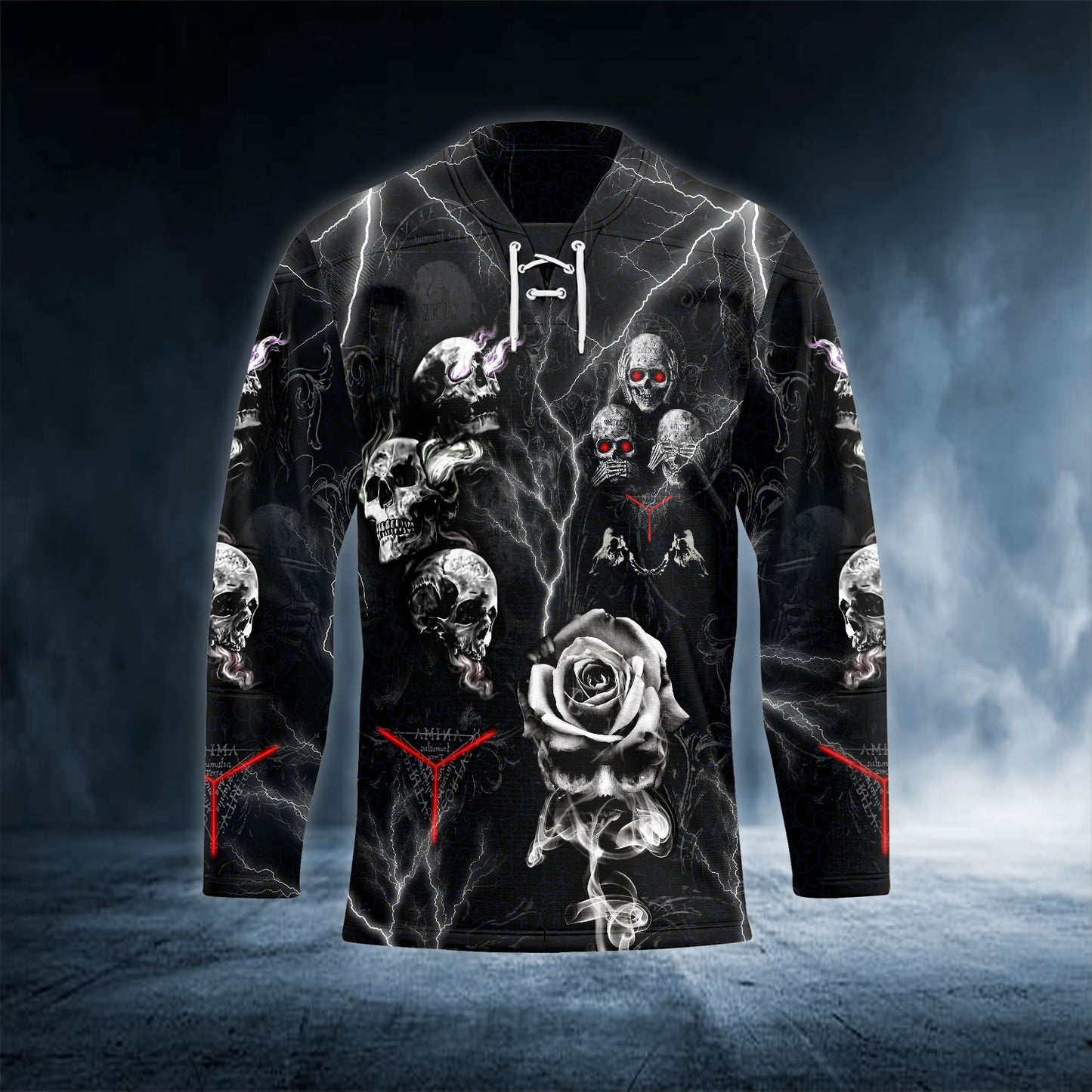 Black Roses IDC IDK IDGAF Skull Hockey Jersey