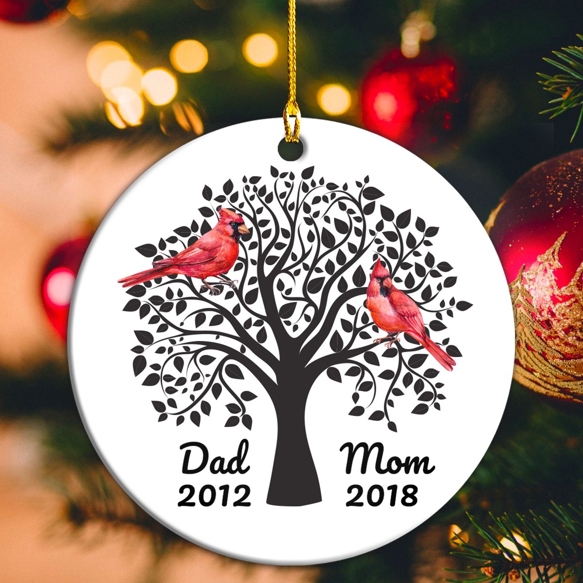 Mom And Dad Cardinals Personalizedwitch Personalized Memorial Christmas Ornament