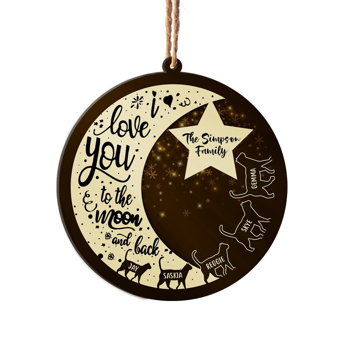 Cat I Love You To The Moon And Back Personalizedwitch Personalized Layered Wood Christmas Ornament