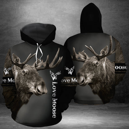 Love 3D Moose G51027 - All Over Print Unisex Hoodie