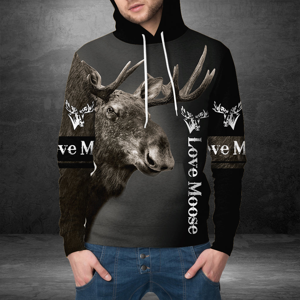 Love 3D Moose G51027 - All Over Print Unisex Hoodie
