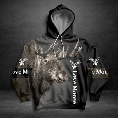 Love 3D Moose G51027 - All Over Print Unisex Hoodie