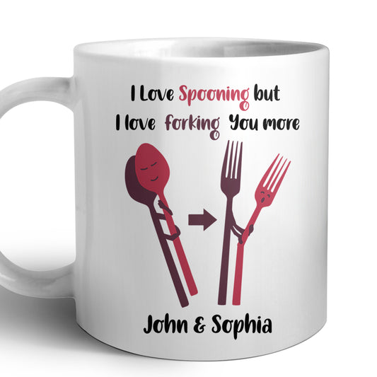 I Love Spooning But I Love Forking You More Couple Valentine Gifts Idea Coffee Mug
