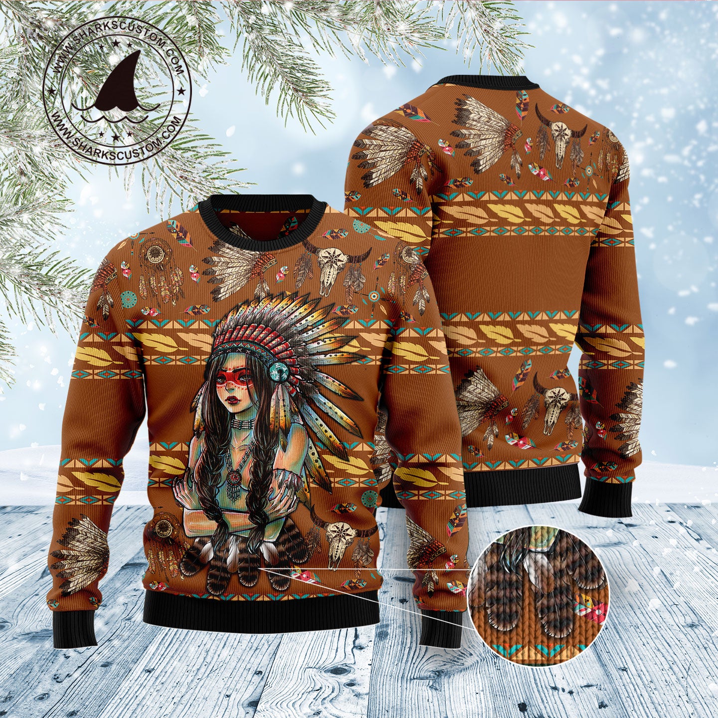 Native American Girl TG51023 Ugly Christmas Sweater