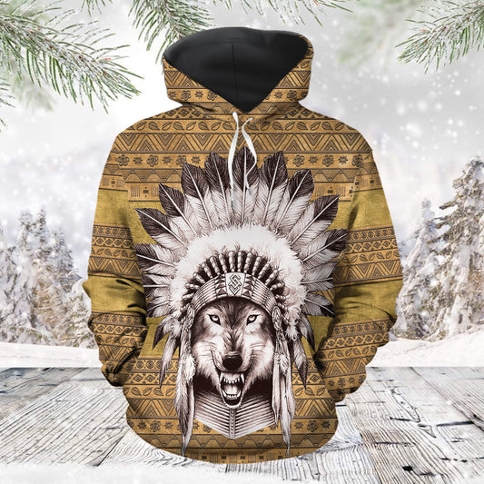 Native Wolf TG5128 unisex womens & mens, couples matching, friends, wolf lover, funny family sublimation 3D hoodie christmas holiday gifts (plus size available)