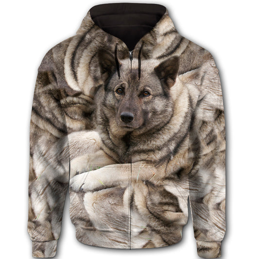 Norwegian Elkhound Cute Dog Face T284 - All Over Print Zip Hoodie