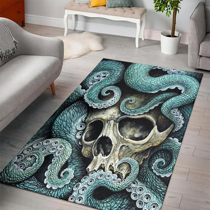 Octopus and Skull Rectangle Rug