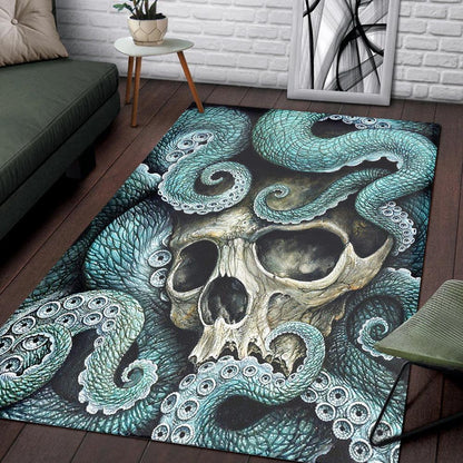 Octopus and Skull Rectangle Rug
