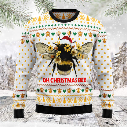 Oh Christmas Bee Bee TG5123 unisex womens & mens, couples matching, friends, bee lover, funny family ugly christmas holiday sweater gifts (plus size available)