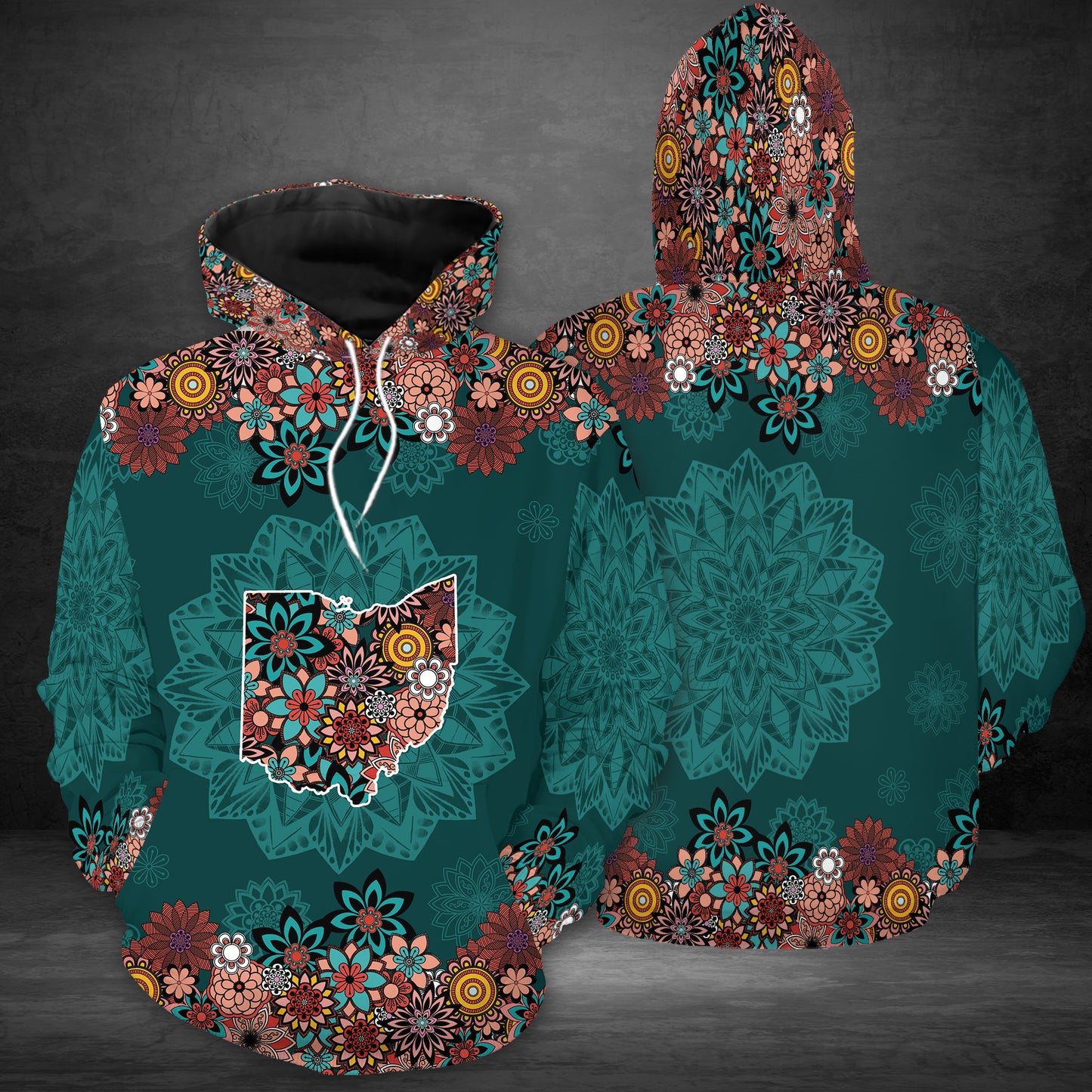 Ohio Floral Mandala G5105 - All Over Print Unisex Hoodie