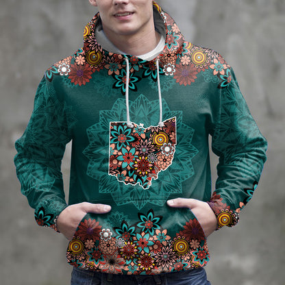 Ohio Floral Mandala G5105 - All Over Print Unisex Hoodie