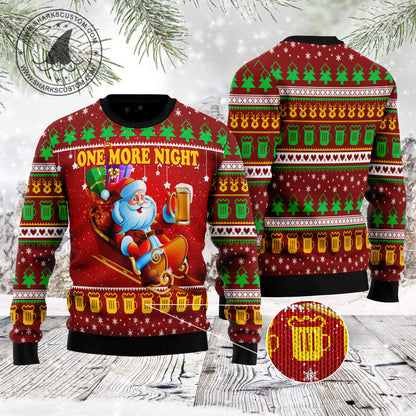 One More Night Beer TG5128 - Ugly Christmas Sweater unisex womens & mens, couples matching, friends, beer lover, funny family sweater gifts (plus size available)