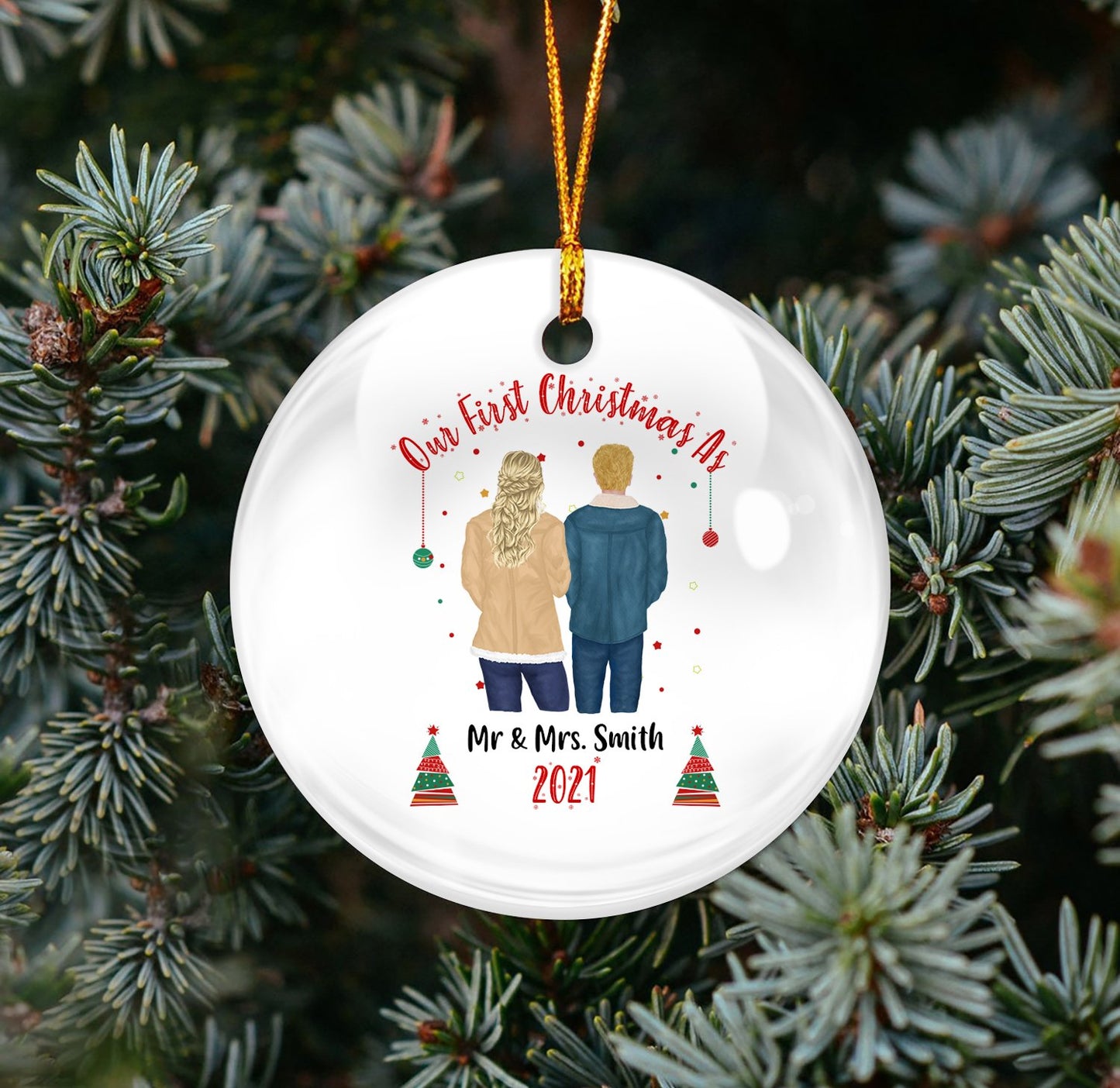 Our First Christmas Couple Personalizedwitch Personalized Ornament