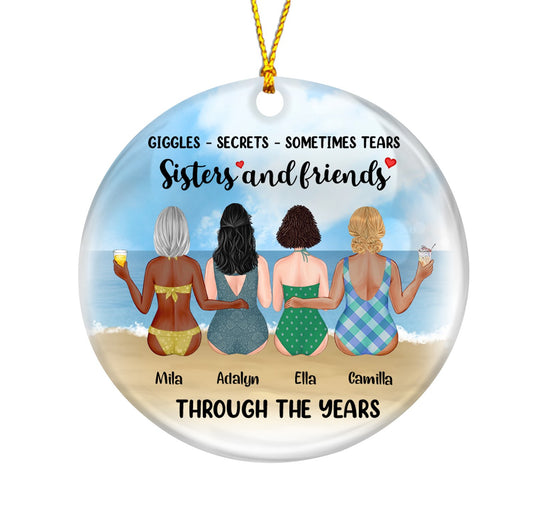 Sisters and Friends, Besties Forever Custom Names Personalizedwitch Personalized Christmas Ornament