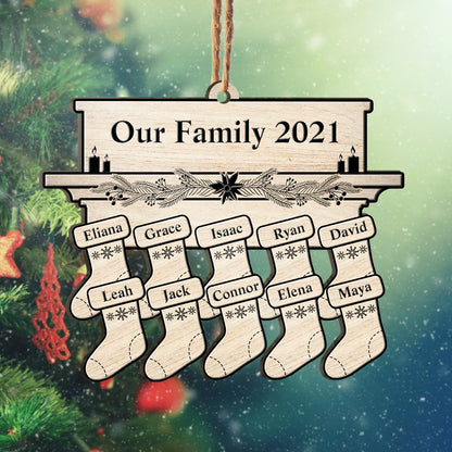 Our Family 2021 Custom Member Names Personalizedwitch Personalized Layered Wood Christmas Ornament