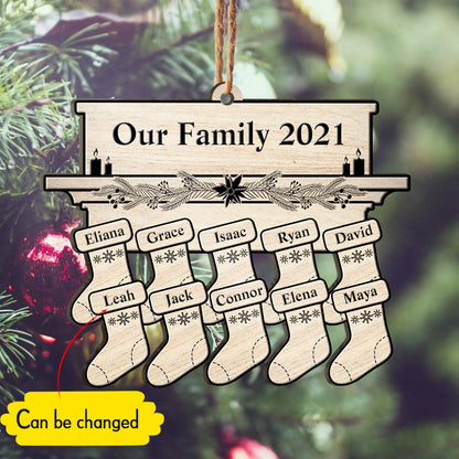 Our Family 2021 Custom Member Names Personalizedwitch Personalized Layered Wood Christmas Ornament