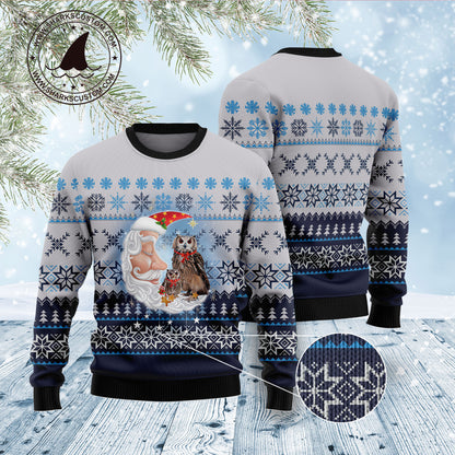 Owl Love Santa Moon D1311 Ugly Christmas Sweater