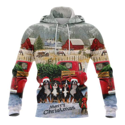 Bernese Mountain Dog Merry Christmas T0511 All Over Print Unisex Hoodie