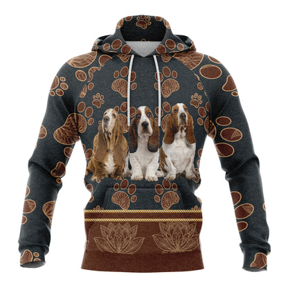 Basset Hound Paw Floral T284 All Over Print Unisex Hoodie