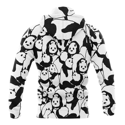 Black and White Cute Panda H27404 All Over Print Unisex Hoodie