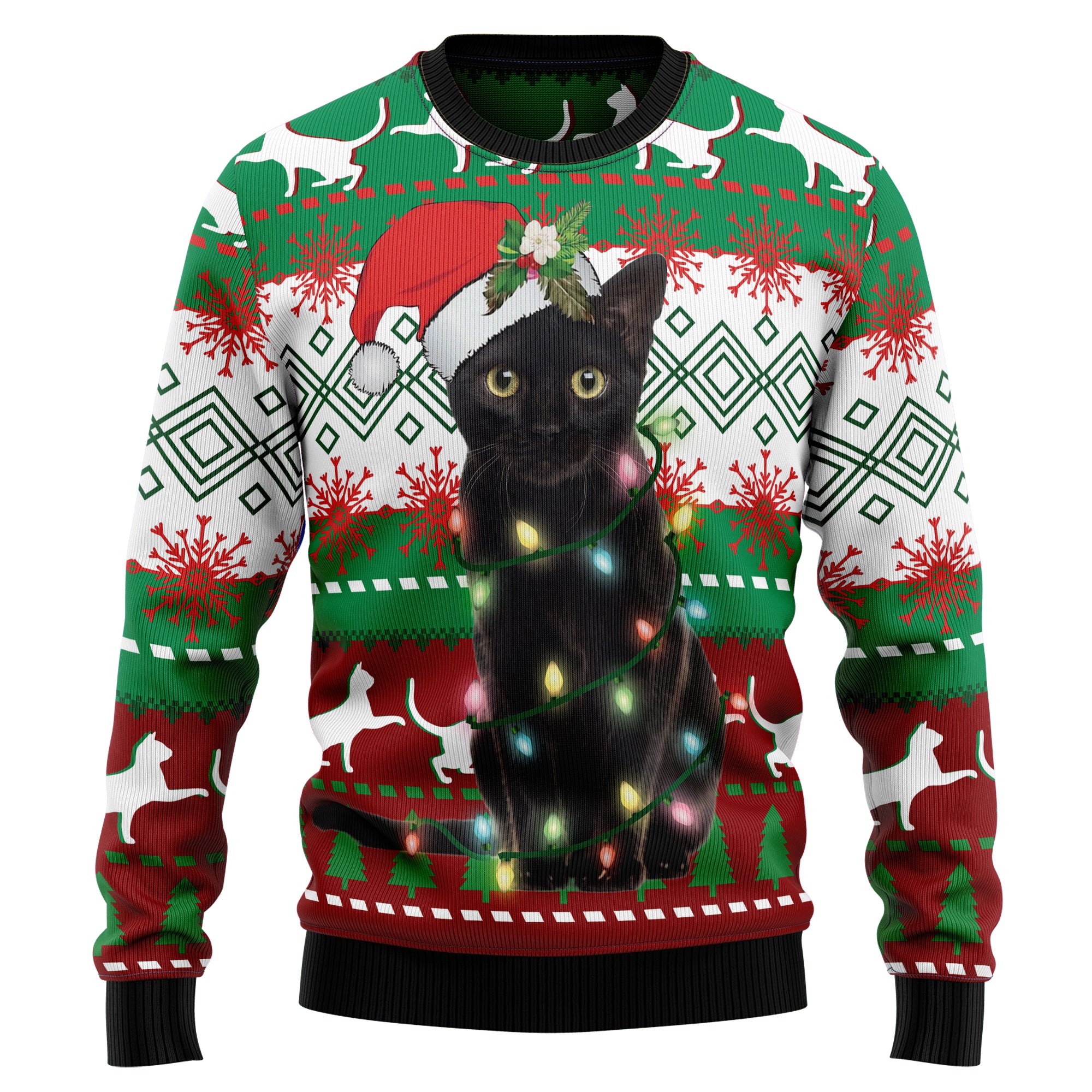 Black Cat Light Christmas T1210 Ugly Christmas Sweater – PERSONALIZEDWITCH