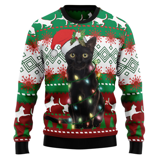 Black Cat Light Christmas T1210 Ugly Christmas Sweater