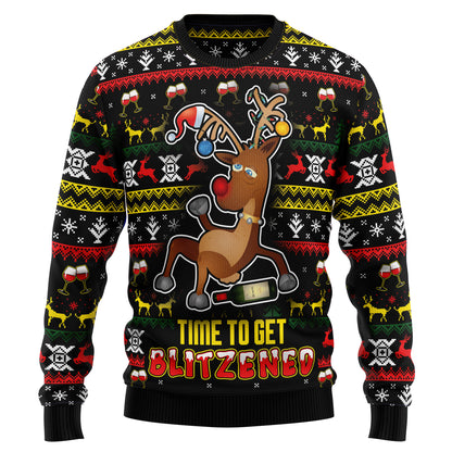 Time To Get Blitzened HT081201 Ugly Christmas Sweater