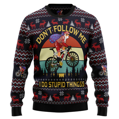 Satan Claus on Mountain Bike HT102306 Ugly Christmas Sweater
