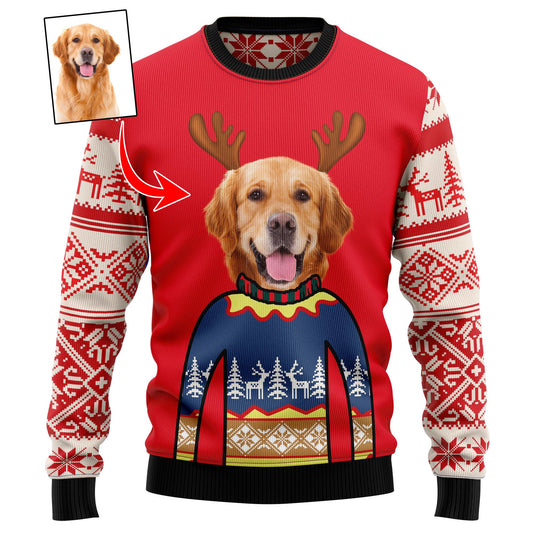 Custom Photo Merry Christmas Golden Retriever TG5129 Christmas Sweater