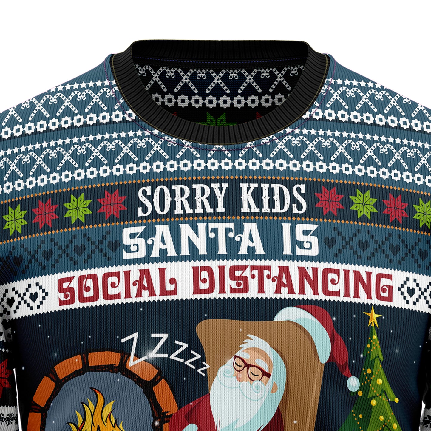 Santa Is Social Distancing TY710 Ugly Christmas Sweater