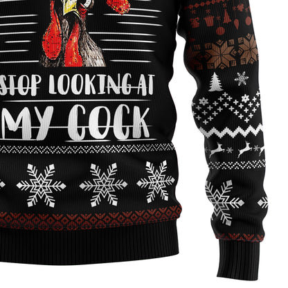 Stop Looking At My Cock G51124 Ugly Christmas Sweater