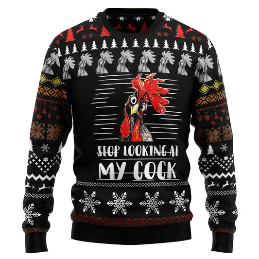 Stop Looking At My Cock G51124 Ugly Christmas Sweater