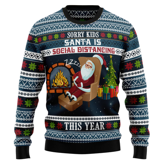 Santa Is Social Distancing TY710 Ugly Christmas Sweater