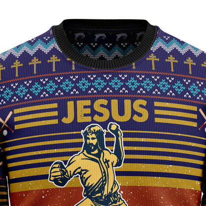 Baseball Jesus Save T1811 Ugly Christmas Sweater