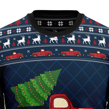 Vintage Red Truck HZ102303 Ugly Christmas Sweater