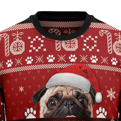 Pug Will Be Watching You T2910 Ugly Christmas Sweater