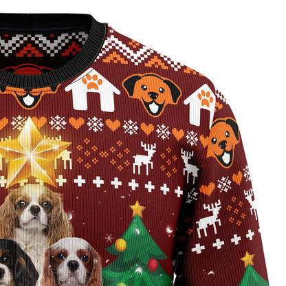 Cavalier King Charles Spaniel Pine Tree D2809 Ugly Christmas Sweater