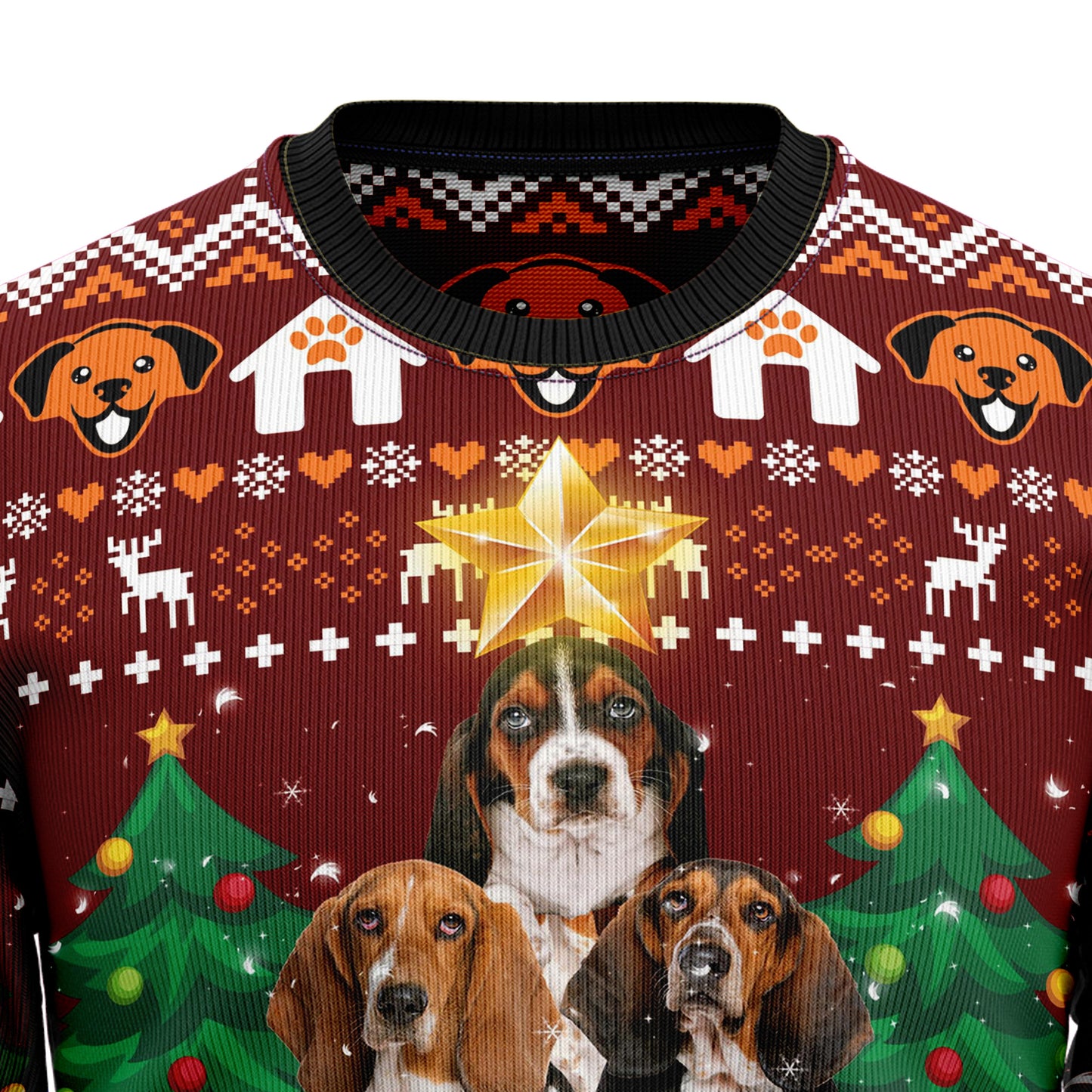 Basset Hound Pine Tree D2809 Ugly Christmas Sweater