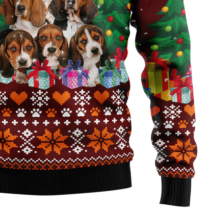 Basset Hound Pine Tree D2809 Ugly Christmas Sweater