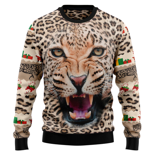 Leopard Cute Face T2210 Ugly Christmas Sweater