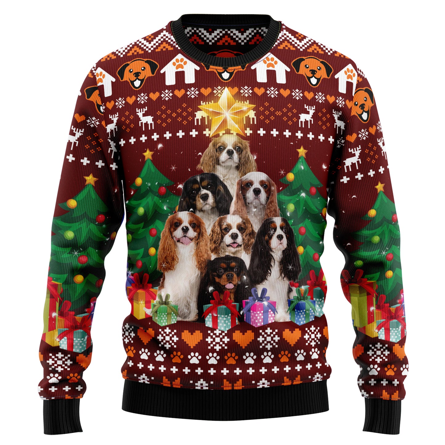 Cavalier King Charles Spaniel Pine Tree D2809 Ugly Christmas Sweater