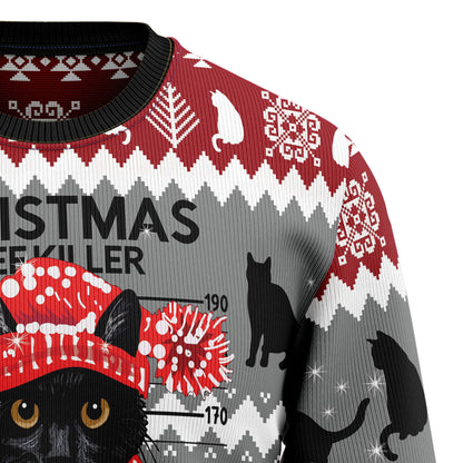 Black Cat Tree Killer T1911 Ugly Christmas Sweater