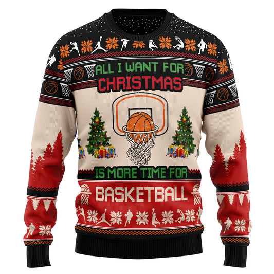 All I Want For Christmas Is More Time For Basketball G5115 Ugly Christmas Sweater