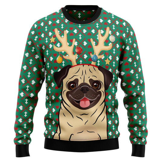 Reindeer Pug Christmas HZ92302 Ugly Christmas Sweater