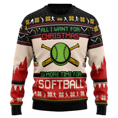 All I Want For Christmas Is More Time For Softball G5115 Ugly Christmas Sweater