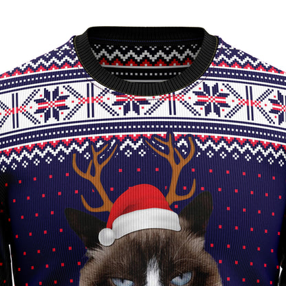 Grumpy Cat Merry Christmas Xmas Santa Hat HZ112315 Ugly Christmas Sweater